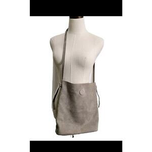 M.I.L.A. Jackie Biege Light Taupe Suede Lined Simple Quiet Luxury Crossbody Bag